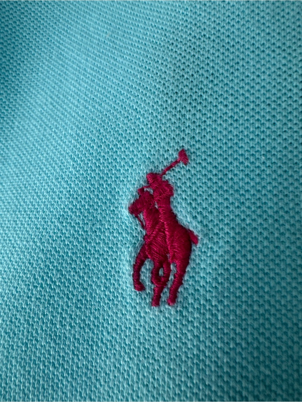 Polo by Ralph Lauren Aqua Blue Polo Shirt with Pink Pony Logo